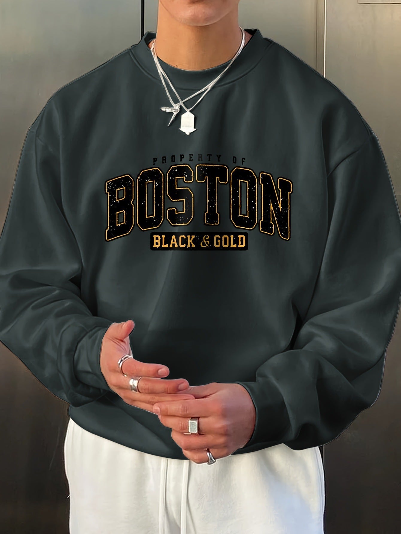 Fashion Men's Casual Long Sleeve Crew Neck Pullover Sweatshirt